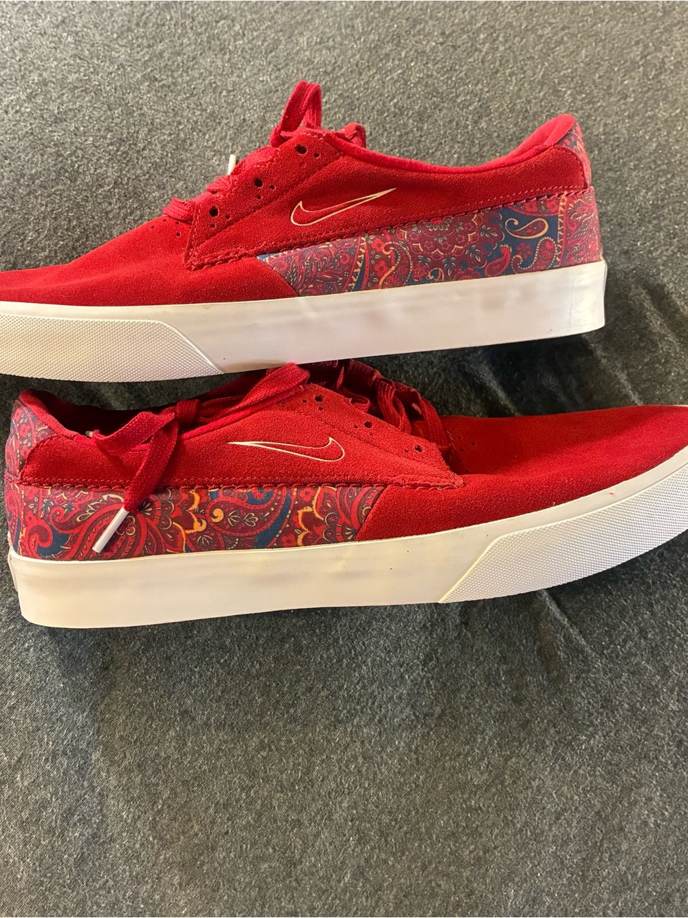 Nike Red Paisley-Accented Low-Top Sneakers